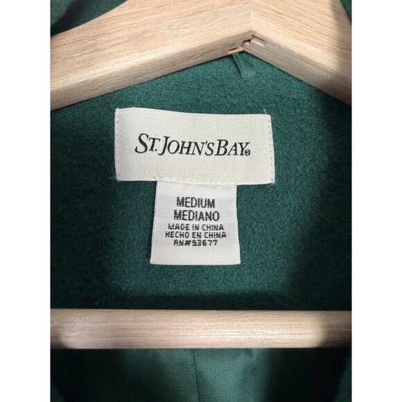 St Johns Bay SJB Wool Blend Green Peacoat Coat Women’s Medium Preppy Outdoor - Picture 3 of 7